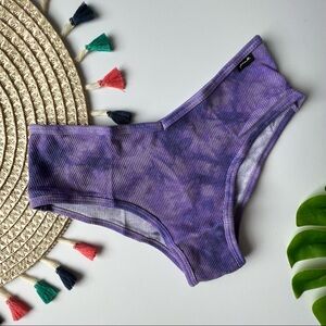 Victoria's Secret PINK Cotton Cheekster Panty Chalk Violet Tie Dye Small NEW